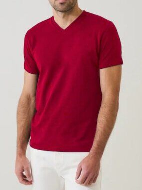 Patrick Assaraf V-neck short sleeve t-shirt red men's size M